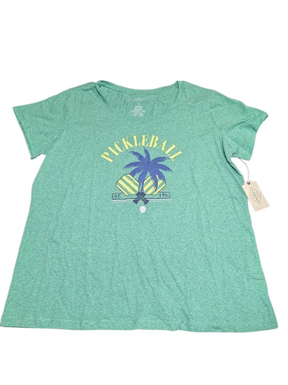 St. John's Bay Women's XXL Pickleball Graphic T-Shirt in a heathered green